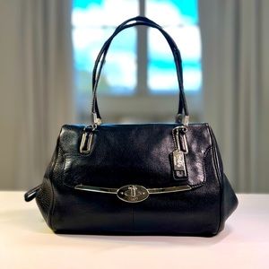 COACH Madison Madeline East/West Leather Satchel Black Leather